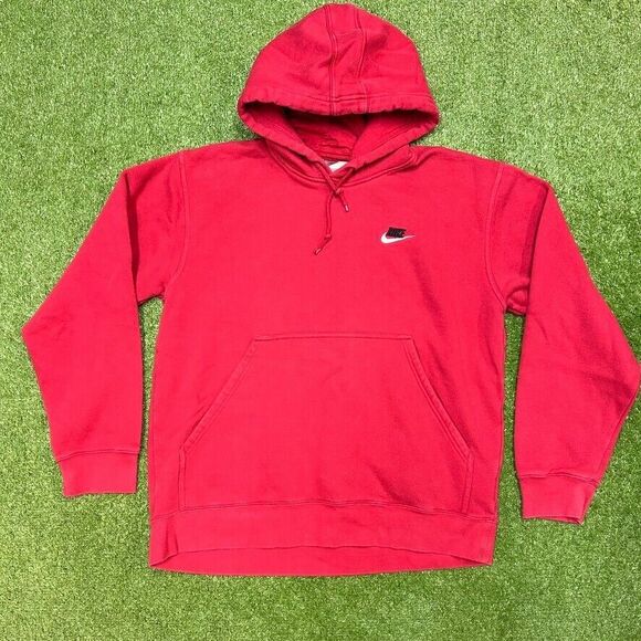 Vintage 90s Nike Hoodie Men's Small Red Pullover Sweatshirt Swoosh Classic - Picture 1 of 4
